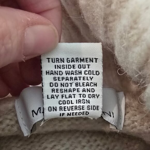 Magaschoni Knitted Wool Blend Turtleneck Sweater With Faux Fur Pockets Sz XS - Picture 7 of 7